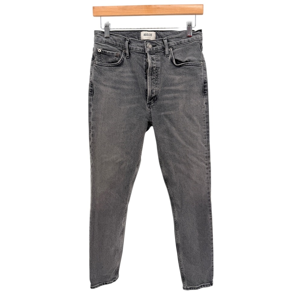AGOLDE Nico High Rise Straight Leg Jeans Grey Wash Size 27 Button Fly Cropped‎
